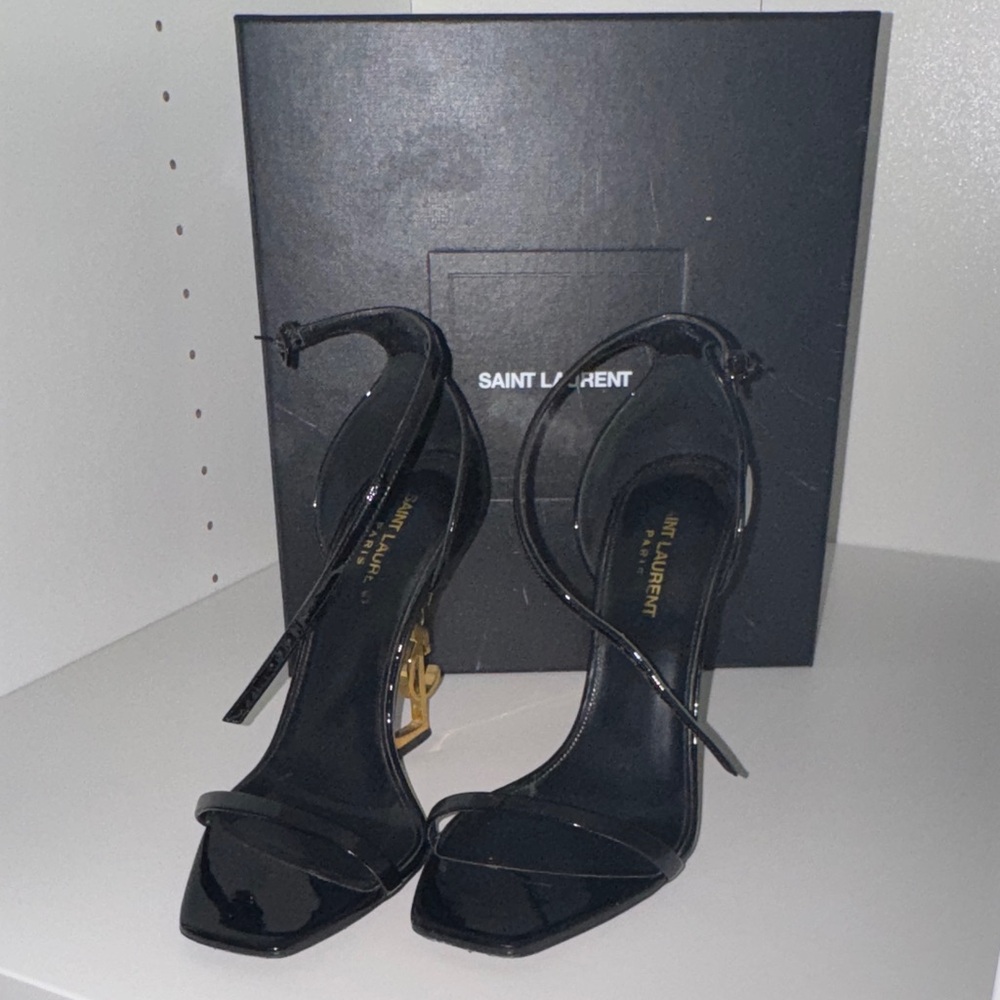 Saint Laurent Black and Gold Women's Heels - Picture 6 of 9